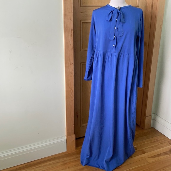 Vintage 70’s Long Blue Dress, Size M - Picture 10 of 16